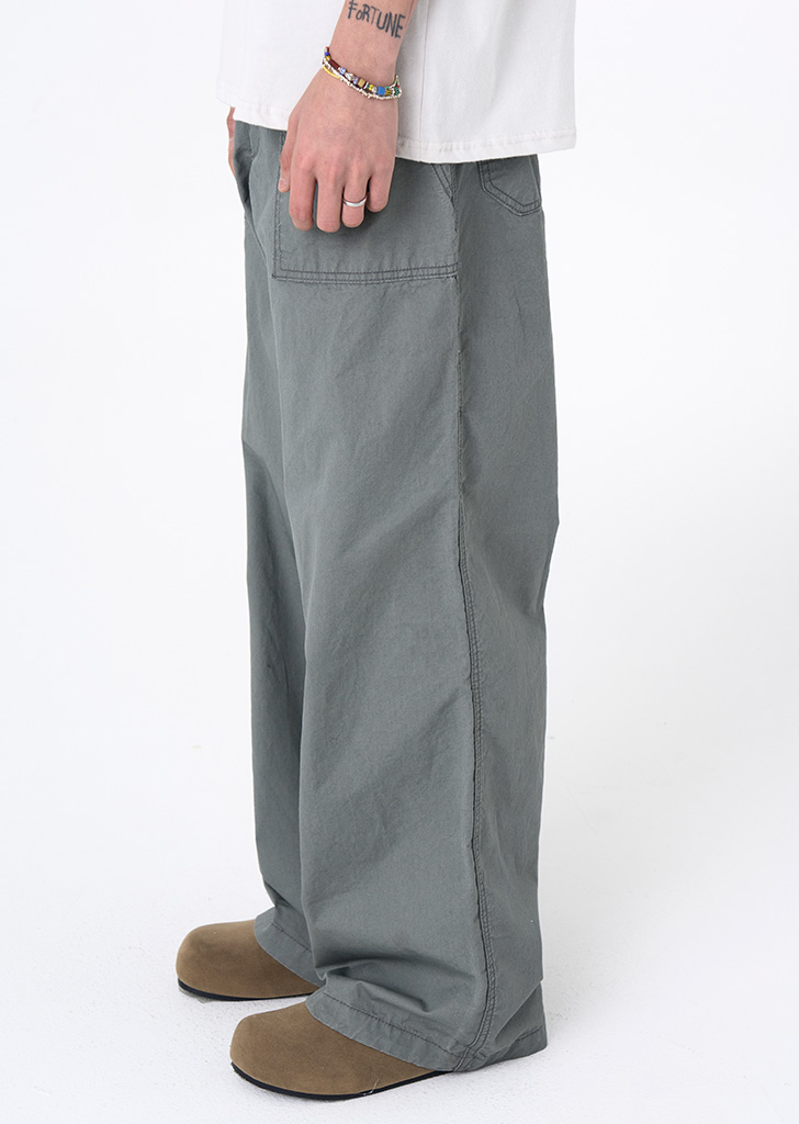 CDP(cation dyable polyester) Puttig washed pants_Vintage khaki