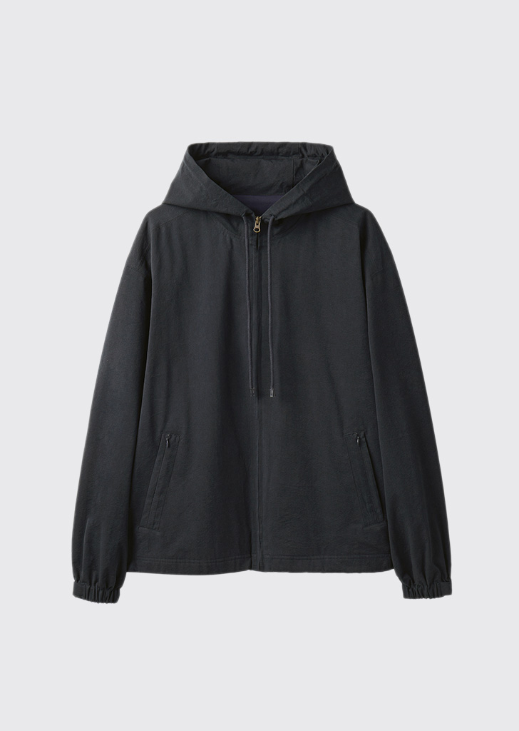 Batik dyeing double pocket hooded jacket Black
