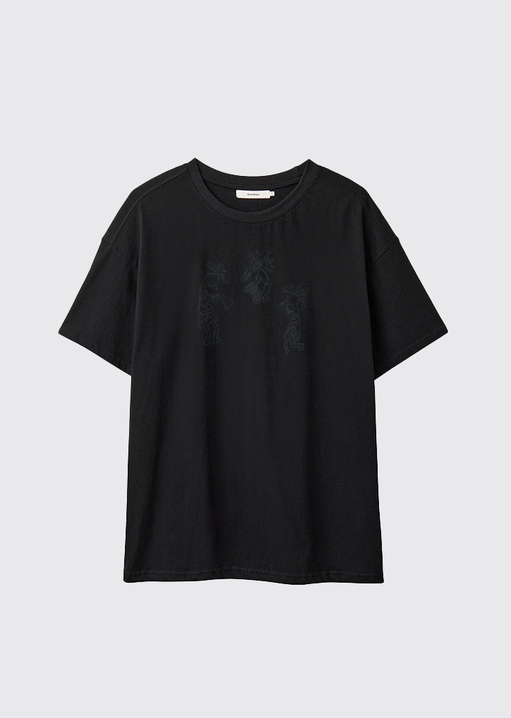 Crayon digital printing half sleeves T-shirts Black