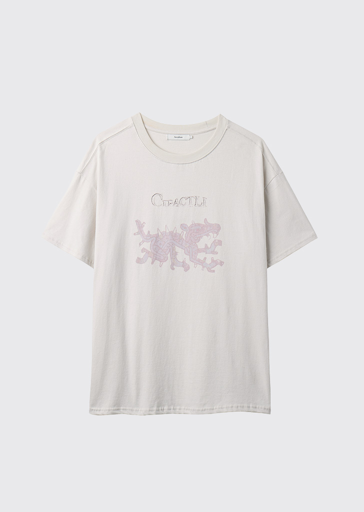 Cipactli digital printing half sleeves T-shirts Elephas ivory [04.26일 배송]